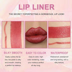 2-in-1 Mauve Red Lip Liner & Lipstick Set Kit for Women, Matte Lips Kit with Lip Liner Lip Stains Long Lasting Waterproof 24 Hour Lipstick and Lip Liners Combo Lipliners Pencil Set 08