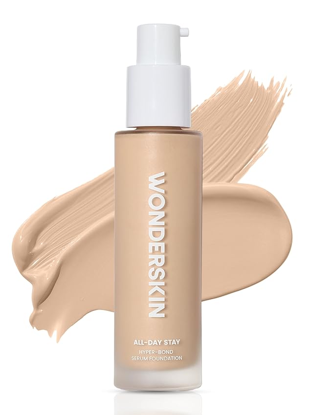 Wonderskin Hyper Bond All-Day Stay Serum Foundation – Waterproof, Transfer-Proof, 24HR Longwear Face Makeup with Niacinamide & Hyaluronic Acid – Lightweight, Natural Finish (Echo)