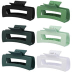 4 Inch Big Hair Claw Clips 6 Pcs Large Claw for Thick Hair Square Hair Clips for Women Rectangle Hair Clips Nonslip Acrylic Banana Jaw Clips Hair Accessories for Girls (Green)