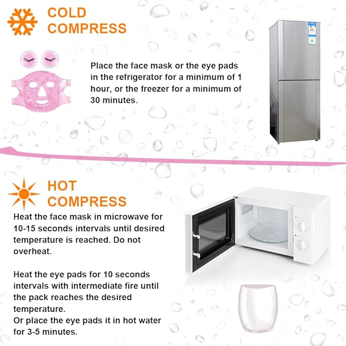 Cold Face Eye Masks Ice Face Mask Hot Cold Compress For Dark Circles, Puffiness, Migraines, Headache, Stress, Redness, Cooling Face Masks For Women Man, Skin Care