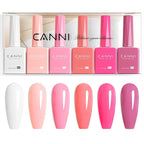 CANNI 6Pcs 9ml Pink Gel Nail Polish Set- Hot Pink Gel Polish Kit DIY at Home Salon Valentines Day Christmas New Year's Gifts for Girls