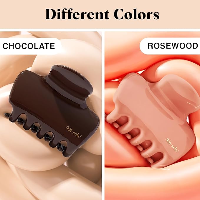 Kitsch Plastic Puffy Claw Clip for Women - 3.15 Inches Claw Clips for Full or Half Ponytail, Secure Hold for Thick Hair, Stylish Hair Accessories | Ideal Gifts for Women - Chocolate, 1pc