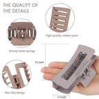 4 Inch Big Hair Claw Clips 6 Pcs Large Claw for Thick Hair Square Hair Clips for Women Rectangle Hair Clips Nonslip Acrylic Banana Jaw Clips Hair Accessories for Girls (Chocolate)