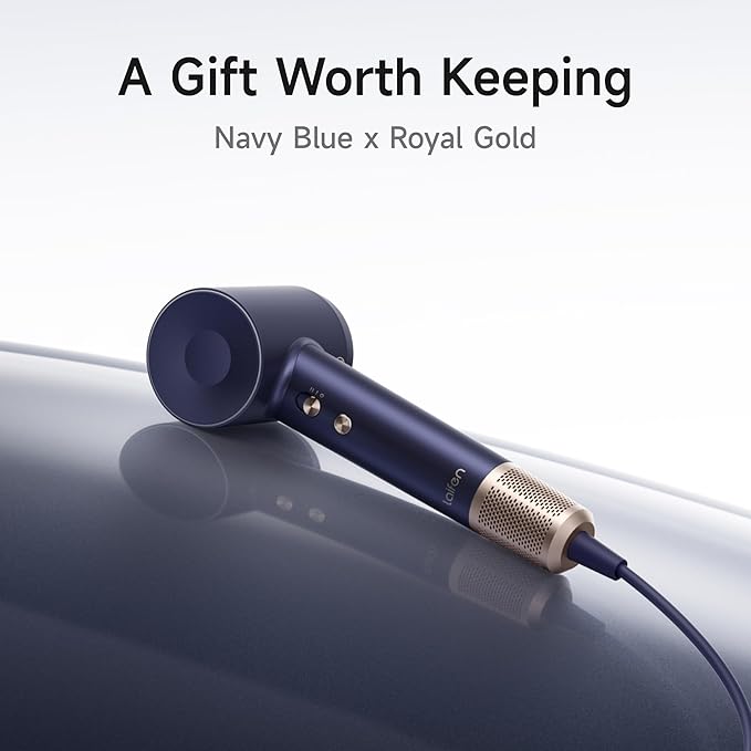 Laifen Premium High-Speed Hair Dryer Royal Blue Gift Box, Professional Ionic Portable Blow Dryer with 110,000 RPM, Lightweight, Low Noise, 360° Magnetic Styling Attachment, Wall Mount, Gift Bag