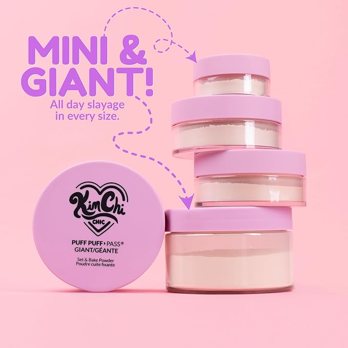 Kimchi Chic Beauty Puff Puff Pass Set and Bake Setting Powder for Makeup, Extra Fluffy Loose Face Powder Poof, Soft Natural Face Makeup for Uneven Skin Tone, 03 Translucent