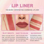 evpct 3Pcs Nude Beige Light Brown Rose Gold Lip Liner and Lipstick Set for Women Matte 24 Hour Lipstick Pen and with Lip Liner Pencil Set Long Lasting 24 labial labiales mate 24 horas originales