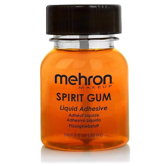 Mehron Makeup Spirit Gum | Spirit Gum Adhesive | Special FX , Cosplay, Halloween, Stage Performance Makeup | Professional Cosmetic Glue Adhesive for Face, Skin, & Body (1 oz)