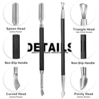2PCS Metal Black Cuticle Pusher and Cutter Remover Salon Quality Stainless Steel Gel Nail Polish Peeler Scraper Durable Professional Manicure Pedicure Cleaner Tool For Fingernail and Toenail