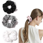 Silk Satin Scrunchies Women Hair Ties - Ivyu Big Scrunchy Ponytail Holder No Crease Hair Bands Soft Elastic No Hurt Your Hair for Vsco Girl Women White Black Gray Pink