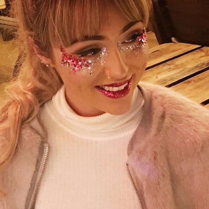 Go Ho Red White and Blue Body Glitter Set,4th of July Outfits for Women Reflective Glitter Makeup,Red White Bue Holographic Long Lasting Chunky Sequins Glitters,4th of July USA Accessories