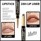 evpct 1Pcs Light Nude Brown Matte Lip Liner and Lipstick Combo Set Kit for Women, Magic Neutral Lipsticks 24 Hours Original Lipstick and Lips Liner Pencil Stain Gloss Makeup Long Lasting Waterproof