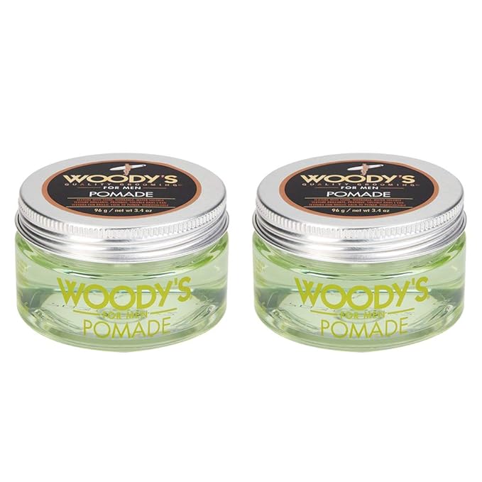 Woody's Pomade for Men Strong Hold - High Shine, Water-Based Mens Hair Styling Cream for Slicked Back & Classic Looks Hairstyles, 3.4 oz, 2 Pack