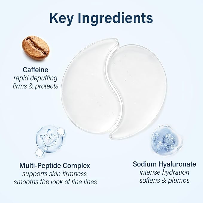 SIRIUSLY BRIGHT Under Eye Patches 28 Pairs, 5-Min Revitalizing Eye Masks with Caffeine Hyaluronic Acid Iris Moss to Reduce Dark Circles and Puffiness, Brightening & Depuffing Gifts for Women