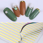 12 Sheets Gold Line Nail Stickers Decals 3D Self Adhesive Nail Decals French Nail Art Sticker Gold Wave Stripe Nail Supplies Accessories for or Women Manicure Tip