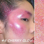 Roll-on Face Body Glitter Gel for Women Kids, Holographic Chameleon Color Glitter Gel Long Lasting Shimmer Makeup for Singer Concerts Music Festival Halloween Rave Accessories (#5 Cherry Glow)