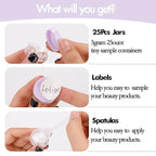 3 Gram Sample Containers With Lids, 25 Count Tiny Jars, Empty Lip Balm, Mini Cosmetic Containers, Makeup Travel With Labels, Mini Disposable Spatulas