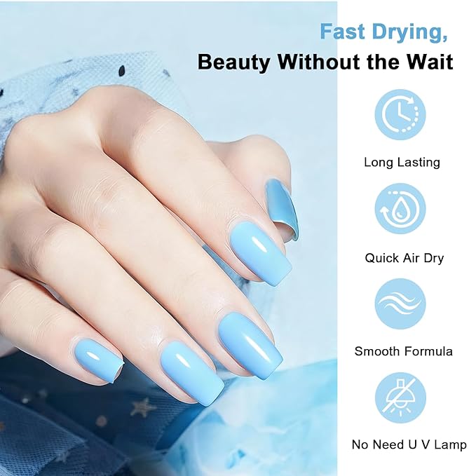 16.5ml Light Blue Nail Polish Large Volume Quick Drying Nail Polish, Fast Drying and Long Lasting Color Nail Art DIY Home Manicure Gift for Women
