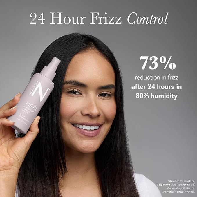 NULASTIN NuProtect Leave In Conditioner Spray - Silicone-Free Heat Protectant, Detangler Spray, Split Ends Hair Treatment & Styling Primer - Color-Safe Formula with 24HR Frizz Control (5 Fl Oz)