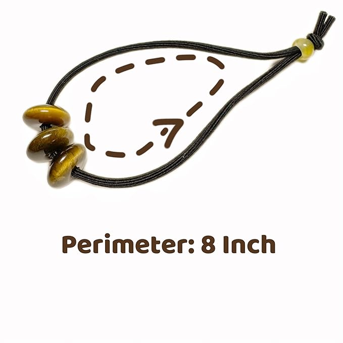Elastic Hair Tie for Women Real Gemstone beads Ponytail Holders Hair Accessories hair elastic tie for Women Men (Tiger Eye)