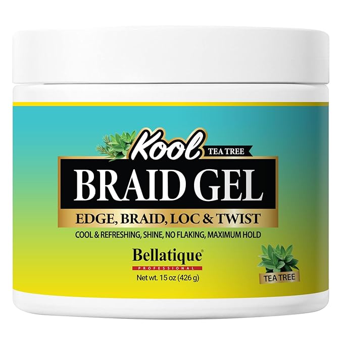 KOOL Braiding Gel Maximum Hold for LOC & Twist - No Flaking, No Whitening, Fast Drying, High Shine, Cool & Refreshing, Long Lasting Hold (15 oz)
