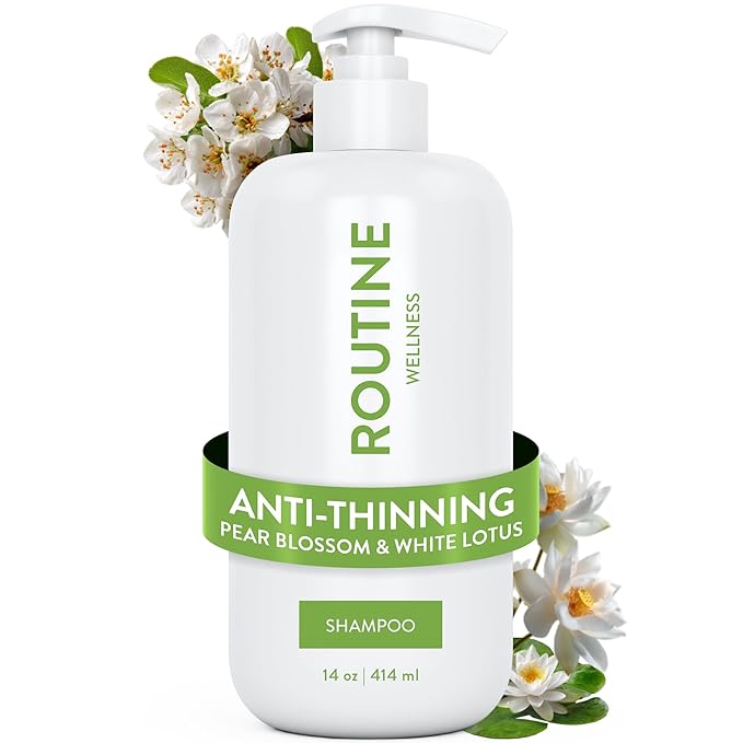 Routine Wellness Anti-Thinning Volumizing Shampoo for Thinning Hair & Hair Loss - Grow Your Confidence with Biotin & DHT Blockers - 14 oz Shampoo - Pear Blossom & White Lotus