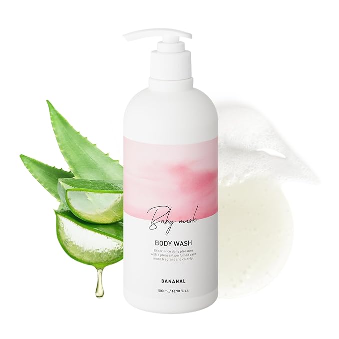 Korean Body Wash with Hyaluronic Acid & Aloe – Hydrating Moisturizing Cleanser for All Skin – Infused with Natural Extracts – Paraben & Silicone-Free – Baby Musk, 500ml / 16.9 fl oz