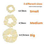 3 Pieces Satin Scrunchies Set for Hair No Crease Elastic Hair Ties for Women and Girls (Beige)