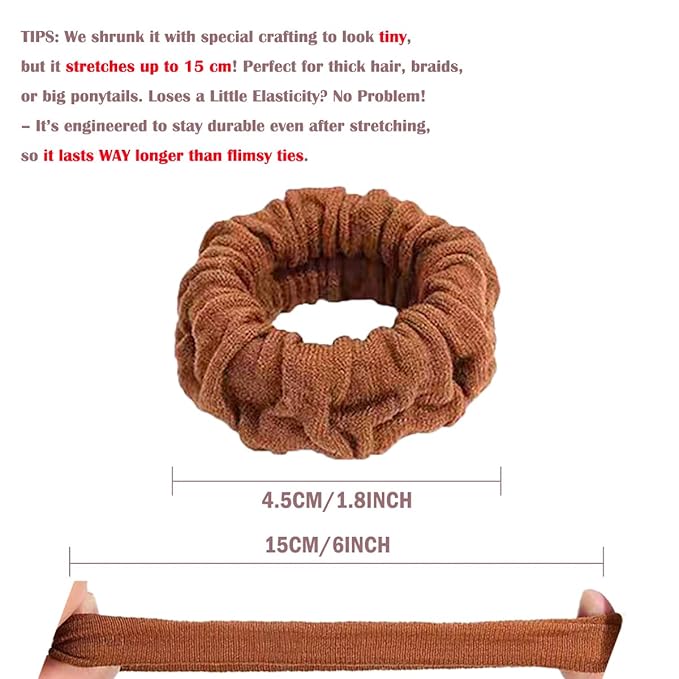 Hair Scrunchies For Women's Hair Black Seamless Hair Ties No Damage Ponytail Holders With All Day Hold Thick & Curly & Heavy Fine Hair Accessories Strong Elasticity No Snag Dents Breakage