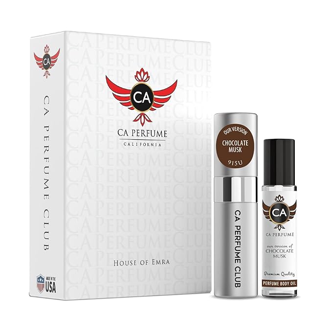 CA Perfume Duo Impression of Chocolate Musk For Women And Men Perfume Layering Set Long Lasting Travel Size EDP + Body Oil Roll-On Bottle 0.27 Fl Oz+0.33 Fl Oz