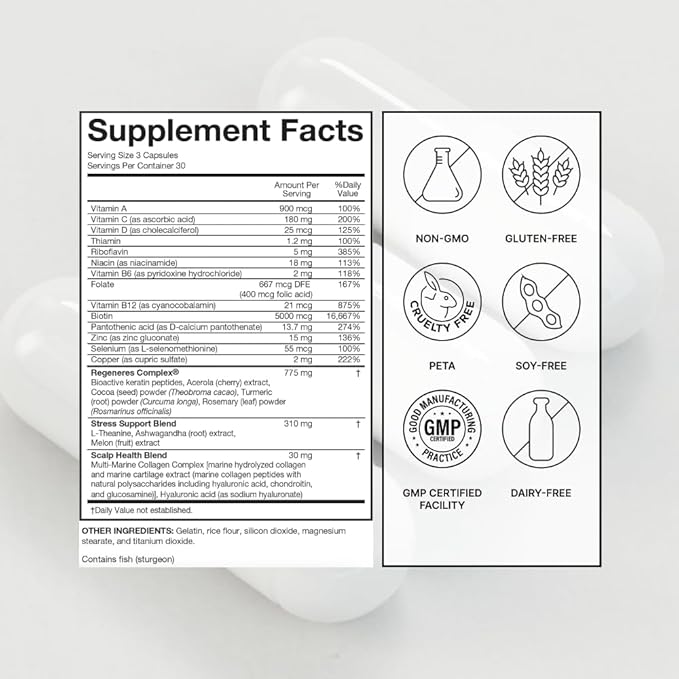 Serovital Hair Regeneres Advanced Hair Growth Supplement - Hair Vitamins for Women, Advanced Hair Regrowth, Hair Loss Treatments for Women, Thinning Hair Treatment – 90 Count