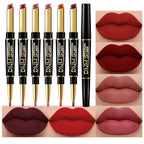 evpct 6Pcs Red Lip Liner and Lipstick Lip Stain Crayon Gift Set for Women Dark Deep Red Nude Long Lasting 24 Hour Matte Color Stay Lipstick with Lip Liner Set labiales mate 24 horas originales
