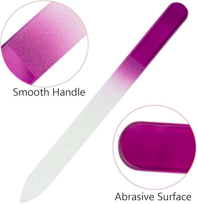 6 Pack Glass Nail File with Case, Crystal Fingernail Files Set, Double Sided Finger Nail Files, Professional Manicure Nail Care for Women, Christmas Gifts Stocking Stuffers