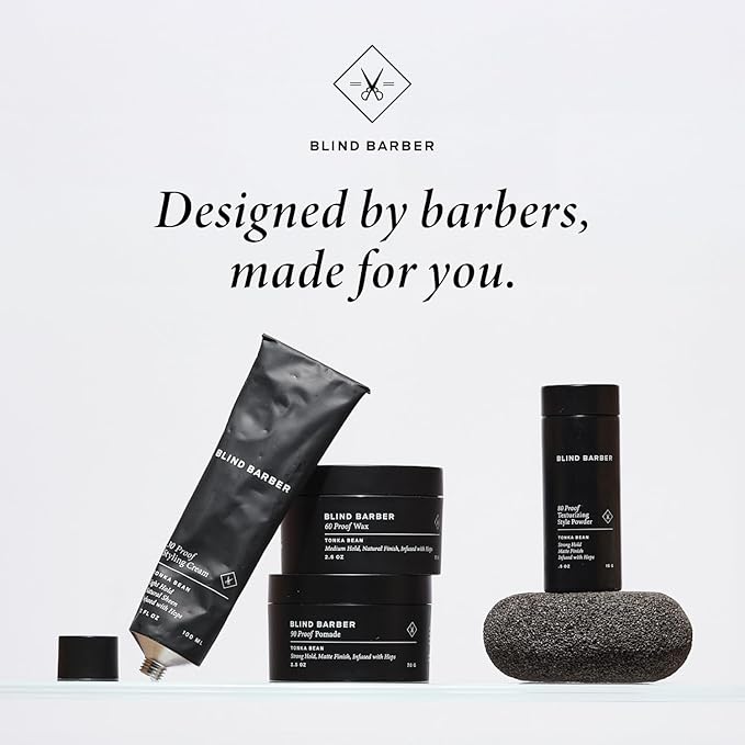 Blind Barber 30 Proof Hair Cream for Men - Styling Cream & Beard Tamer - Light Hold & Natural Shine - Paraben & Sulfate-Free, Water-Based Hair Products - Tonka Bean Scent (3.2 Fl oz)