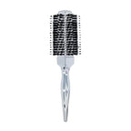 Round Hair Brush with Wild Boar Bristles – Specialized for Blowouts & Styling at Home or Salon, Suitable for All Hair Types.Silver