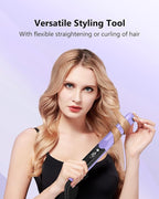 Hair Straightener 1 Inch Flat Iron and Curler 2 in 1 Titanium Ceramic Ionic Dual Voltage Straightener with Heat-Resistant Silicone, for Less Frizz, Shinier & Smoother