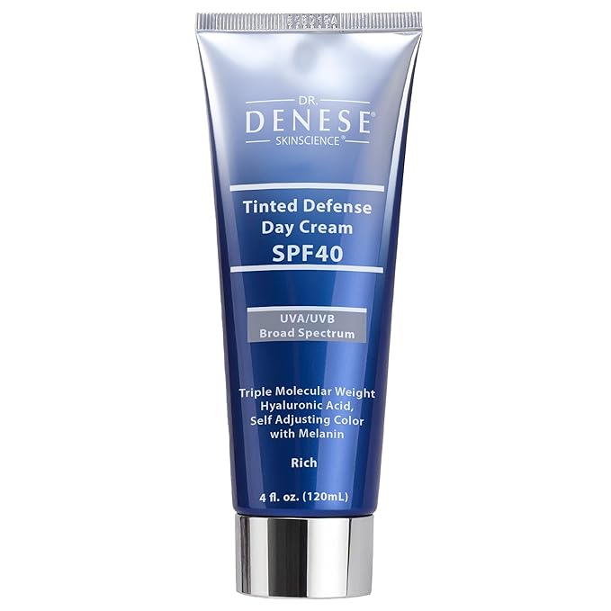Dr. Denese SPF 40 Defense Day Cream 4 oz – Natural Tinted Moisturizer & Daily Sunscreen for Radiant Hydrated Skin – BB Cream with Antioxidants for Smooth Even Tone – Universal Shade for All Skin Types