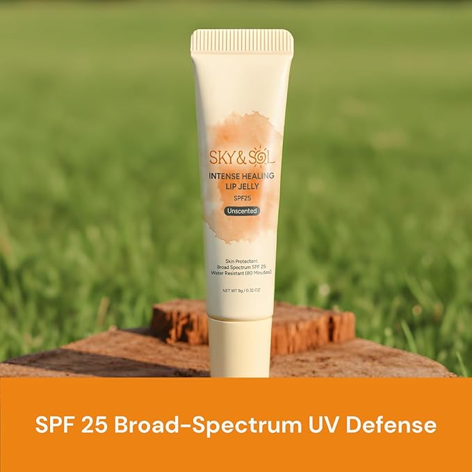 Sky & Sol Lip Jelly SPF 25 – 3 Pack Natural Hydrating Lip Balm with Broad-Spectrum Sun Protection and Primer, Water-Resistant for Smooth, Plump & Rosy Lips.