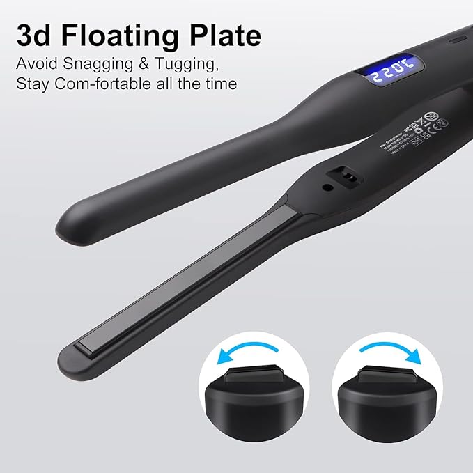 Hair Straightener Pencil Flat Iron, Ceramic Mini Small Flat Iron for Short Hair, Beards & Pixies
