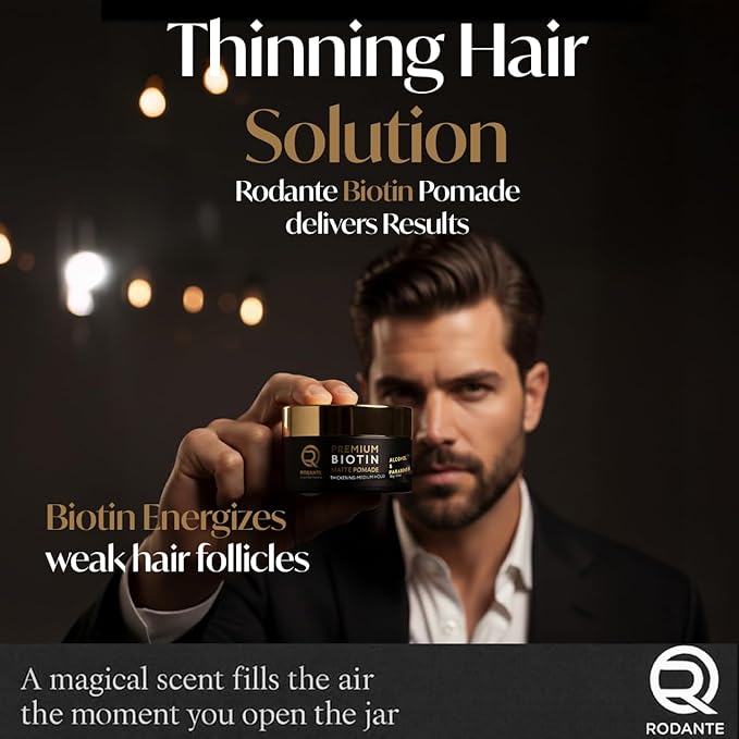 Biotin Matte Cream Texture Paste Clay Pomade, Premium Thickening Cream Medium Hold & Anti Hair Loss and Hair Growth Support for Thinning Hair for Men 85 g / 3 oz