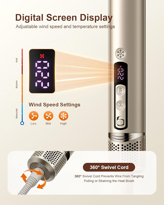 5-in-1 Professional Hair Dryer Brush, Powerful Multi-Styler with Auto-Wrap Curlers, Fast Drying Curling Straightening Volumizing Without Heat Damage, Storage Case Best Gift for Girl/Women