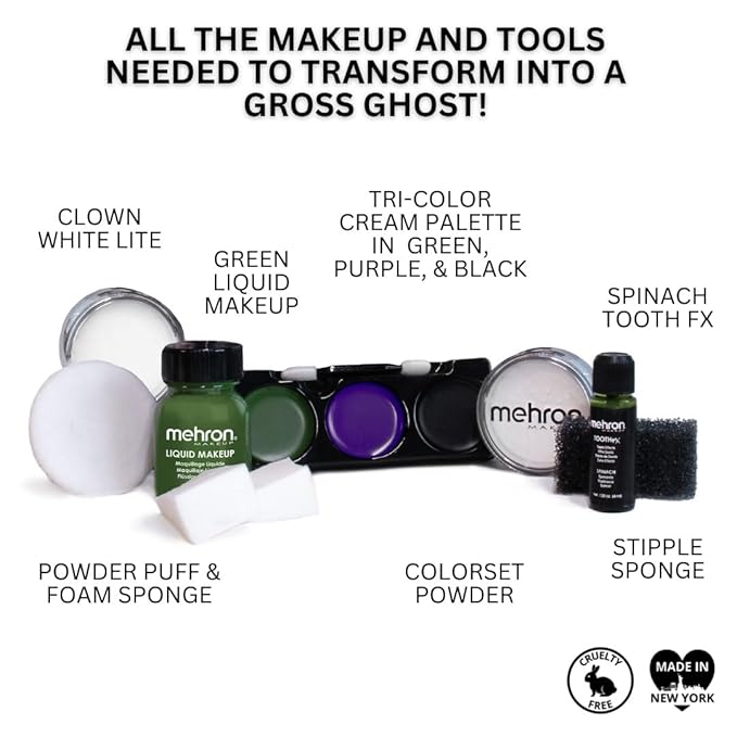 Mehron Professional Character Kit - Complete Halloween & Cosplay Makeup Kit I (Gross Ghost) Made in USA