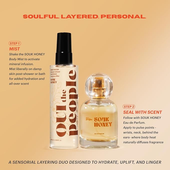 OUI the People BODY WATER, Mineral-Infused Hair & Body Spray Fragrance Mist, Hydrating Hair Perfume for Women, Moisturizing Body Mist for Women, Soak Honey Scent with Neroli, Sandalwood & More