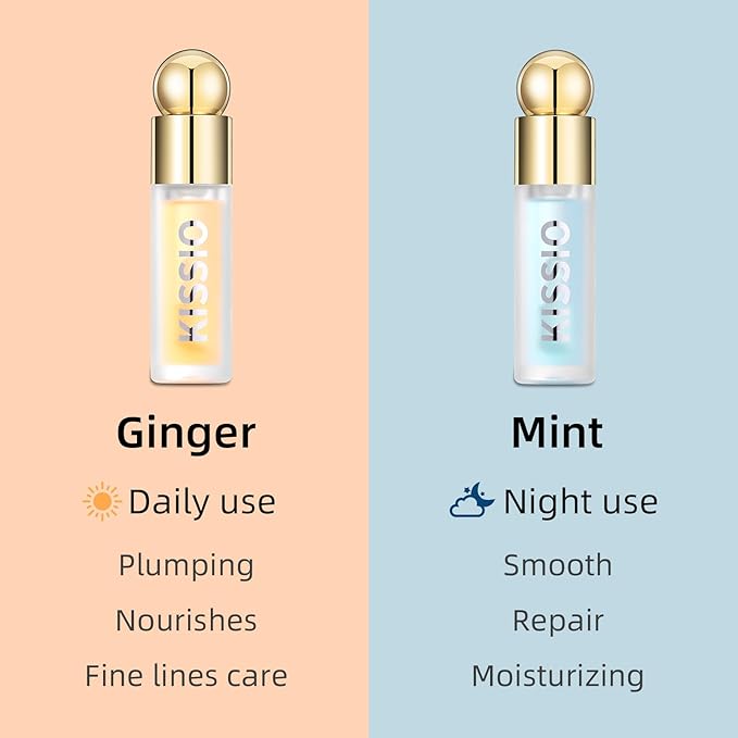 KISSIO Plumping Lip Gloss,Plumping,Moisturize and Elasticity,Lip Plumper and Lip Care for Day and Night Use,with Ginger,Peppermint and Jojoba Oil,Clear,10 ml
