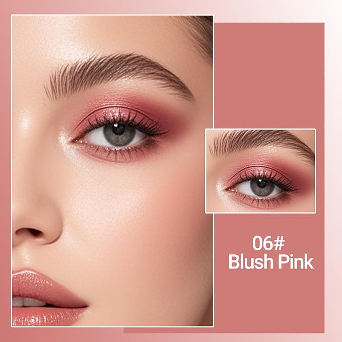 Erinde Dusty Rose Single Eyeshadow Palette, Matte Shimmer Cream Eye Shadow for Women, Blendable Long-Lasting Waterproof Eye Makeup Palette, High Pigment Powder Sombra De Ojos, 06 Blush Pink