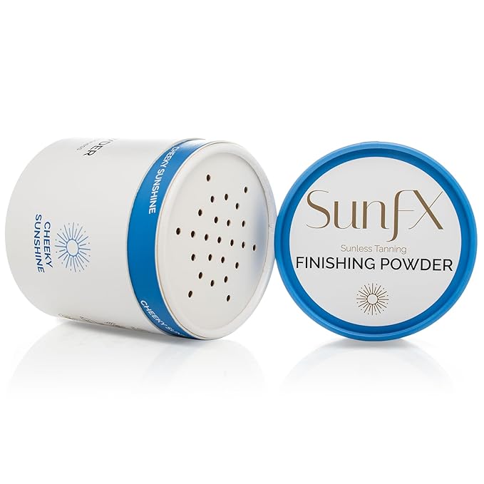 SunFX Post Spray Tan Translucent Finishing Powder | Talc Free | Sunless Tanning Setting Powder | Shimmer | Cheeky Sunshine 4.00 Ounce (Pack of 1)