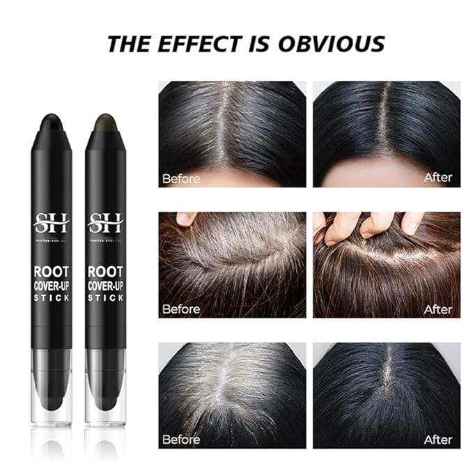 gowwim Root Touch Up Dark Brown, Quick Stick Instant Concealer for Roots and Grays (Black)