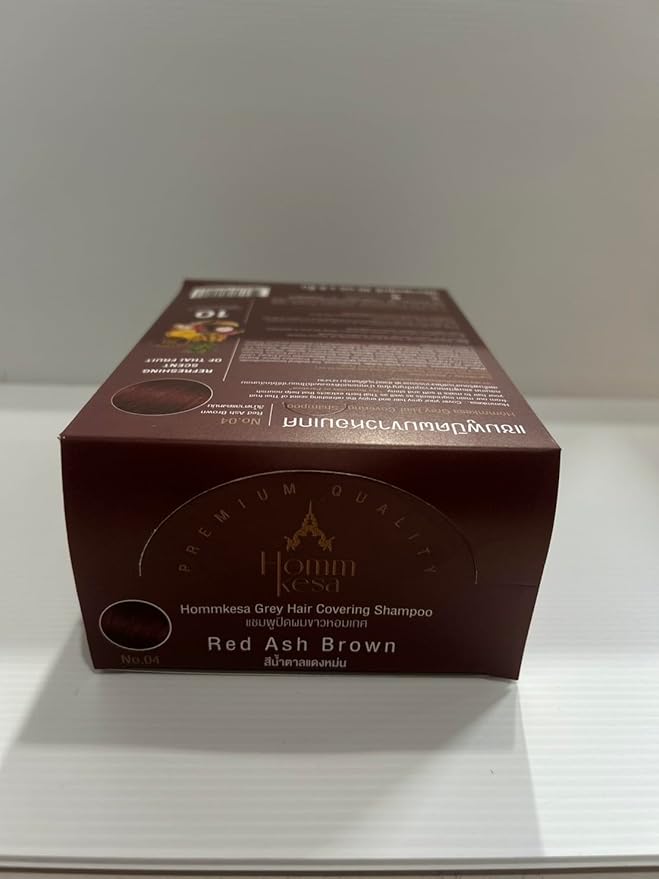 Grey Hair Covering Shampoo (6 Packet) – Premium 3-in-1 Hair Dye Shampoo For Grey Hair (Red Ash Brown)