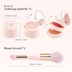 Color Nymph 3 Colors Contour Blush Highlighter Makeup Palette | 3-IN-1 Multi-Colored Shimmer & Matte Long-Lasting Travel-Friendly Make up Kit, Includes Brush & Mirror | Stacked Makeup Design (Purple)