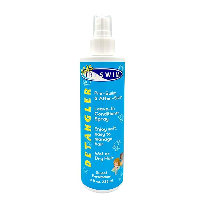 TRISWIM Kids Detangler Leave-In Conditioner Spray 8oz | Pre & Post Swim Hair Care | Helps Prevent Tangles, Dryness & Breakage | Soft, Easy-to-Manage Hair | Gentle Sweet Persimmon Scent