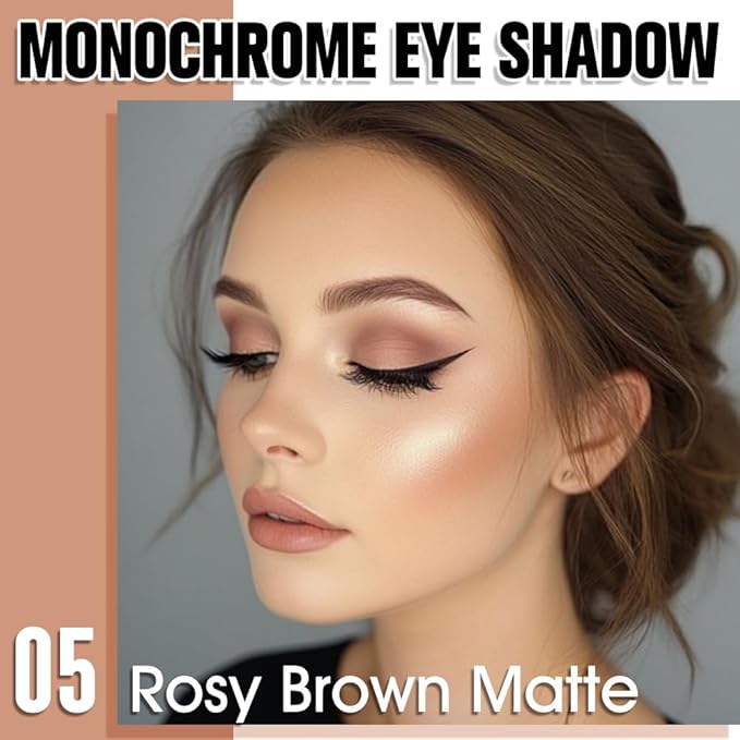 Light Brown Single Matte Eyeshadow Makeup, Neutral Powde Eye Shadow for Women, Rosy Brown Eyeshadow Palette Pigmented Waterproof, sombras para ojos, Lightweight Blendable, Girls Christmas Gift